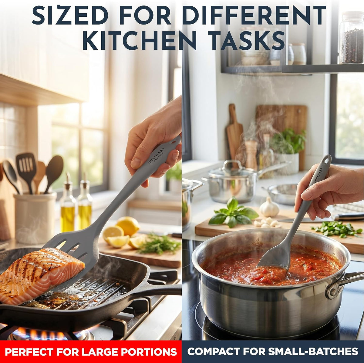 Grey Silicone Kitchen Utensils Set of 6, Non-Stick Heat-Resistant Silicone Kitchen Utensils Set with Steel Inner Core