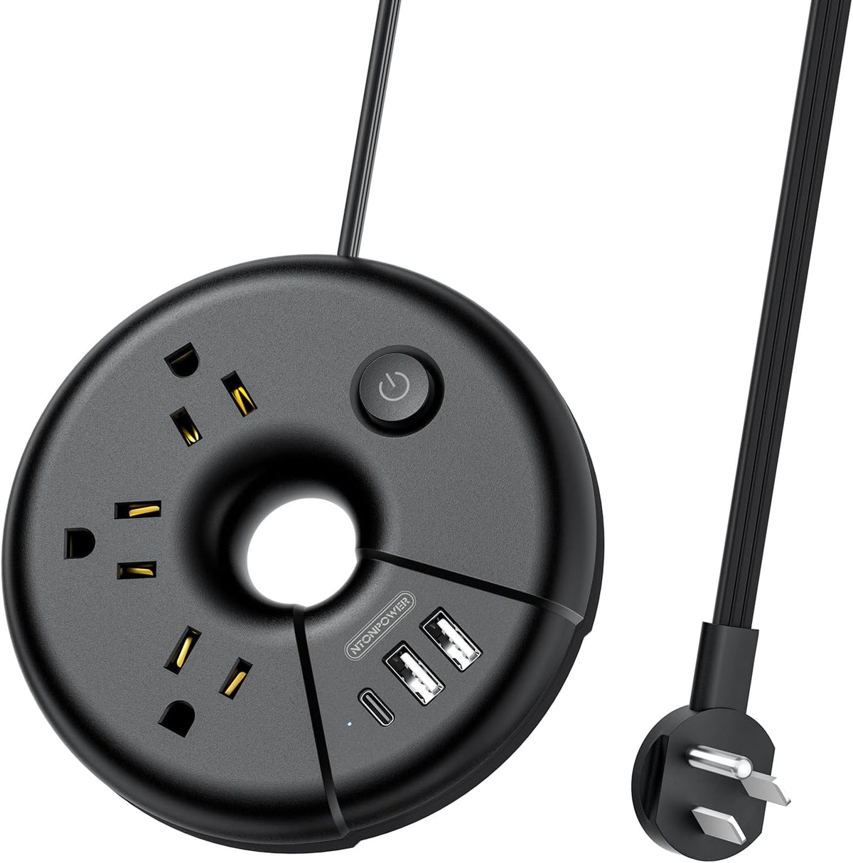 Travel Power Strip,  Portable Cruise Approved Power Strip with 3 Outlets 3 USB(1 USB C), 5 Ft Travel Extension Cord, Compact for Home, Office, Dorm Room, Cruise, Business Trip, Black