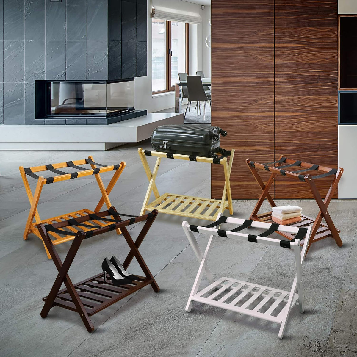 Luggage Rack, Walnut, Solid Wood