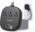 Cruise Ship Travel Essentials, 22.5W/4.5A Flat Plug Power Strip, Black | 6Ft Extension Cord, 3 Outlets 4 USB Ports (2 USB C) Cruise Approved Power Strip No Surge Protection, Desktop Charging Station