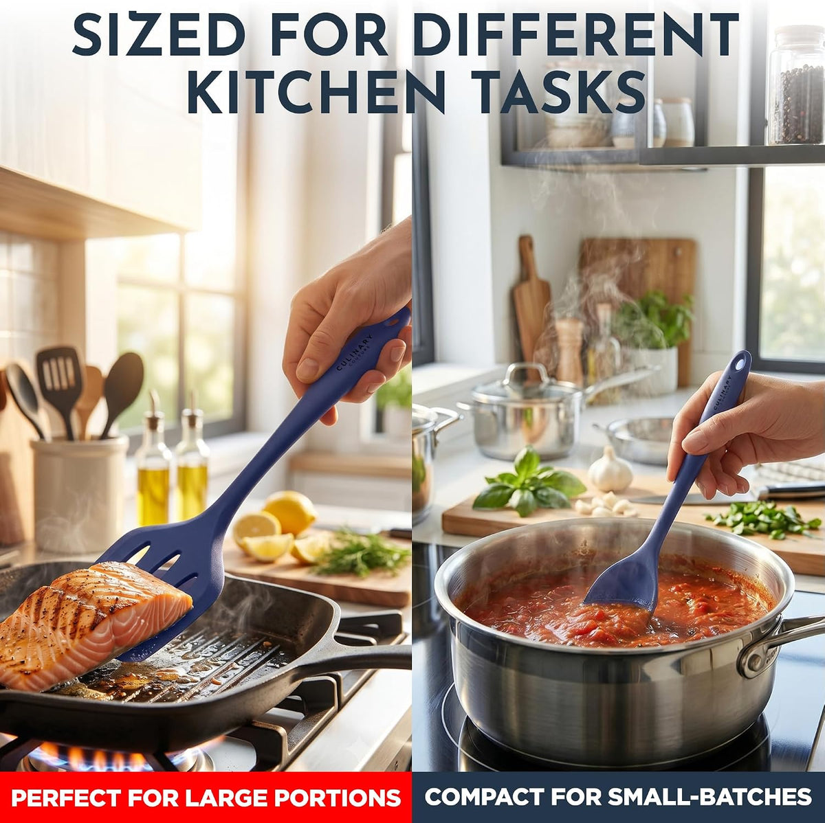 Blue Silicone Kitchen Utensils Set of 6, Non-Stick Heat-Resistant Silicone Kitchen Utensils Set with Steel Inner Core