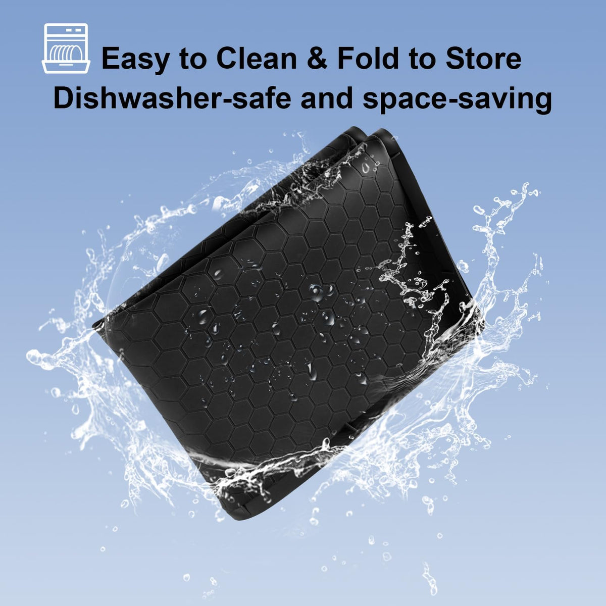 Under Sink Mat - 31" X 22" Waterproof Kitchen Cabinet Mat - Flexible Silicone under Sink Liner - Kitchen Bathroom Cabinet Mat and Protector for Drips Leaks Spills (Black)