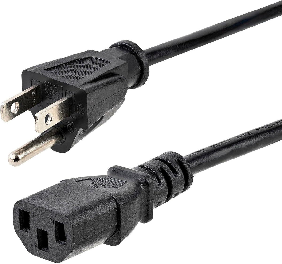 Startech.Com 12Ft (3.6M) Computer Power Cord, NEMA 5-15P to C13, 10A 125V, 18AWG, Black Replacement AC Power Cord, Printer Power Cord, PC Power Supply Cable, Monitor Power Cable - UL Listed (PXT10112) | NEMA 5-15P to C13, UL Listed, Monitor Power Cable, Black Replacement AC Power Cord, Printer Power Cord, PC Power Supply Cable
