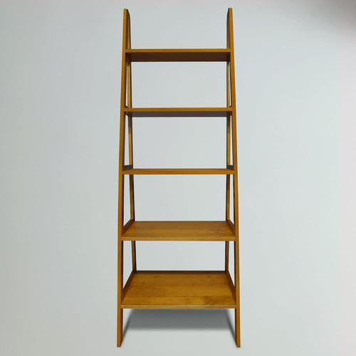 100% Solid Wood 5-Shelf Ladder Bookcase, Standard, 72" H, Chestnut