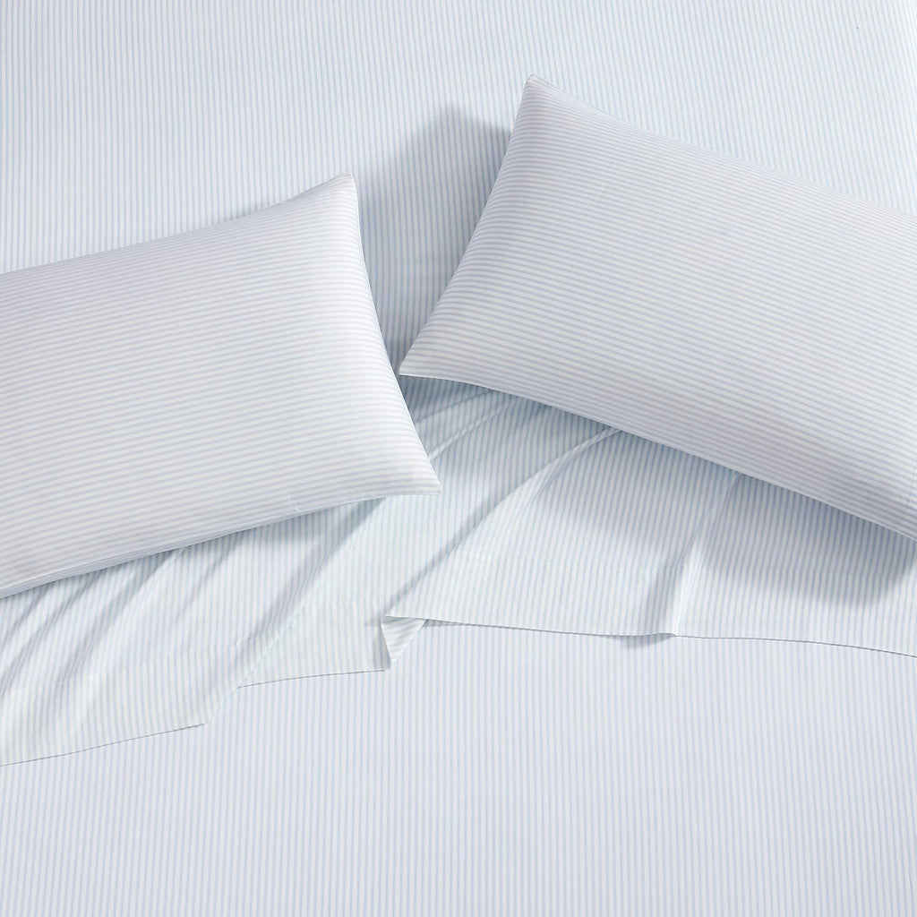 Laura Ashley Home - Standard Pillowcase Set, Breathable Percale Cotton Bedding, Crisp & Cool Home Decor (Ramona Blue, 2 Piece) (USHSHC1226257)