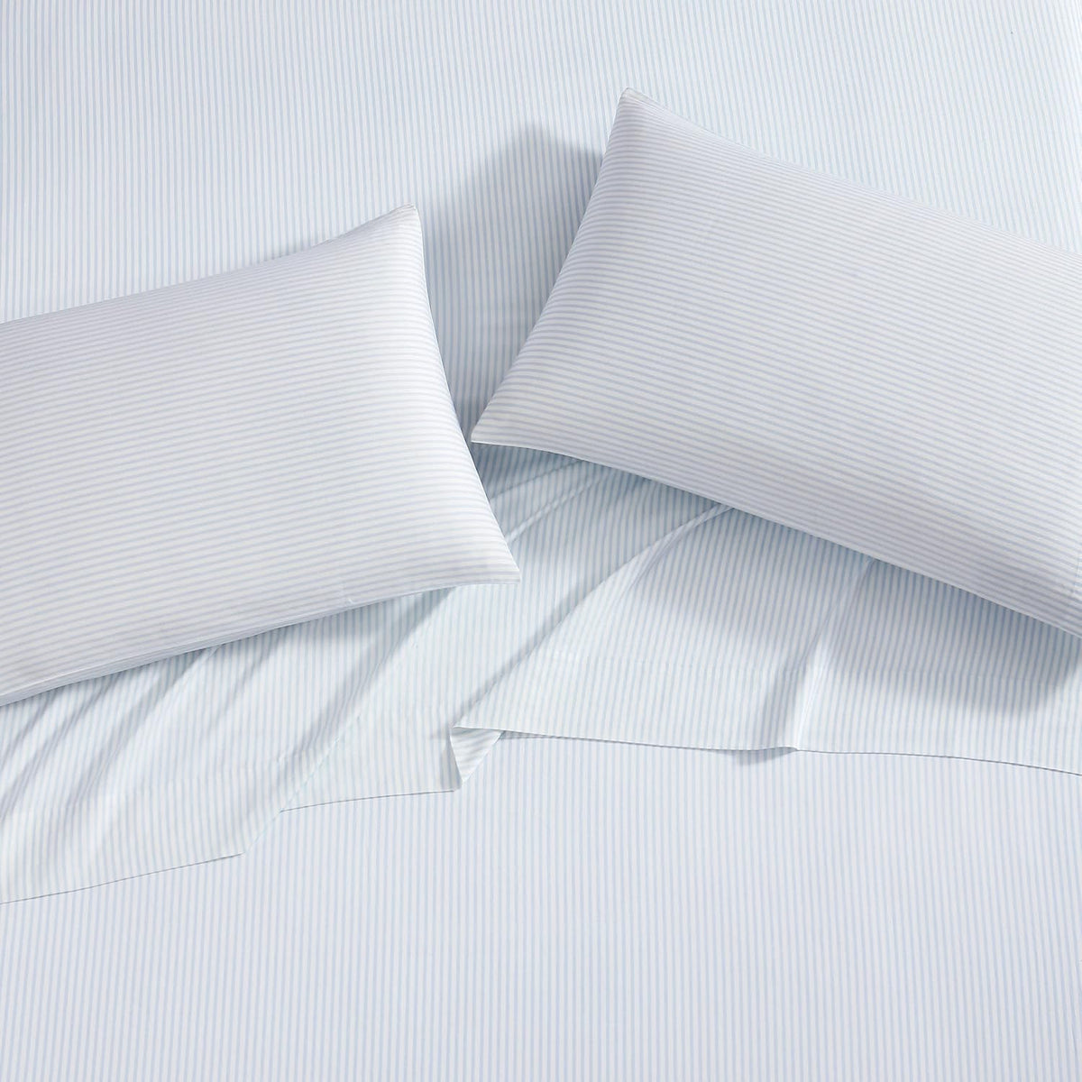 Laura Ashley Home - Standard Pillowcase Set, Breathable Percale Cotton Bedding, Crisp & Cool Home Decor (Ramona Blue, 2 Piece) (USHSHC1226257)