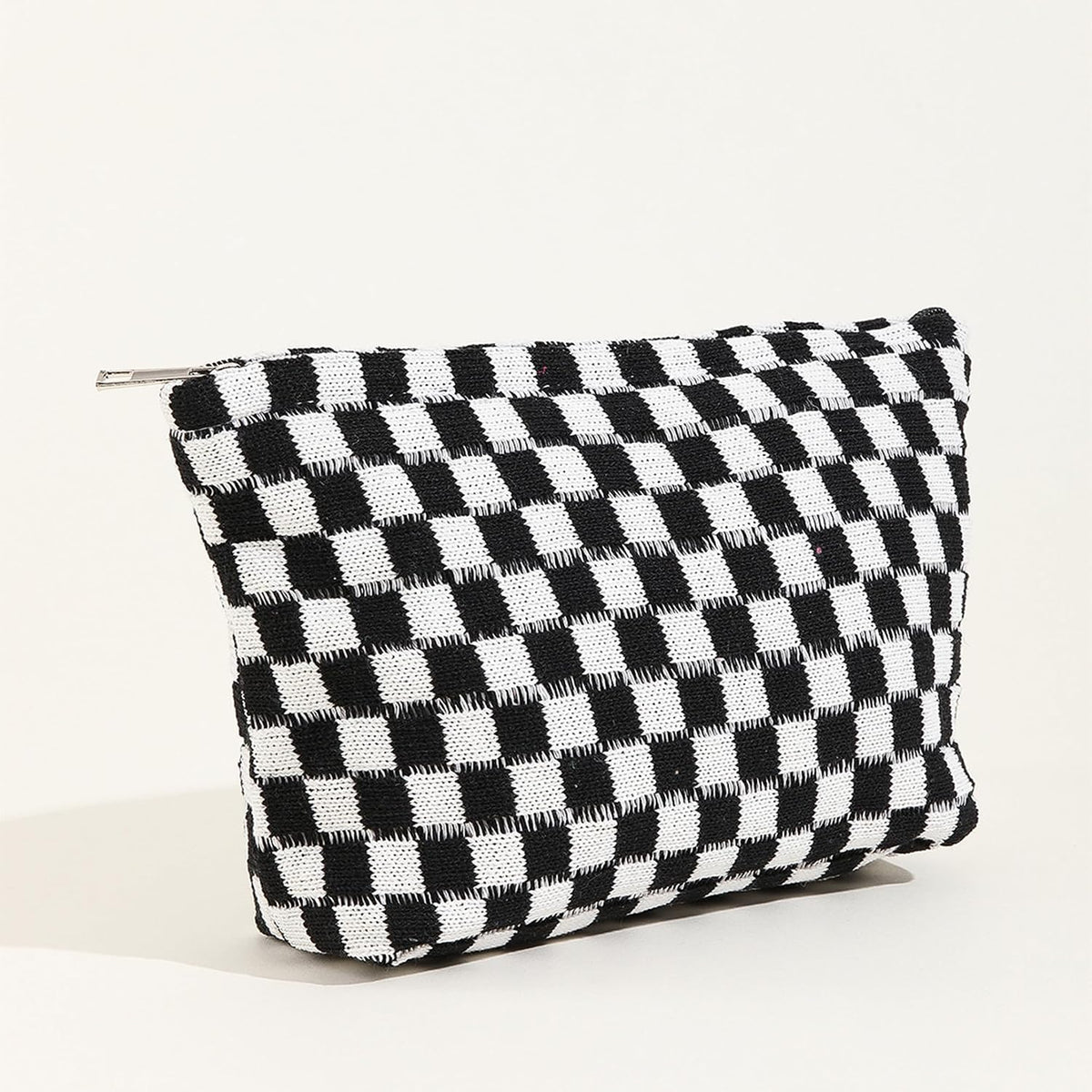Cosmetic Bags for Women - Corduroy Cosmetic Bag Aesthetic Women Handbags Purses Smile Dots Makeup Organizer Storage Makeup Bag Girls Case Bags (Q-Checkered Black)
