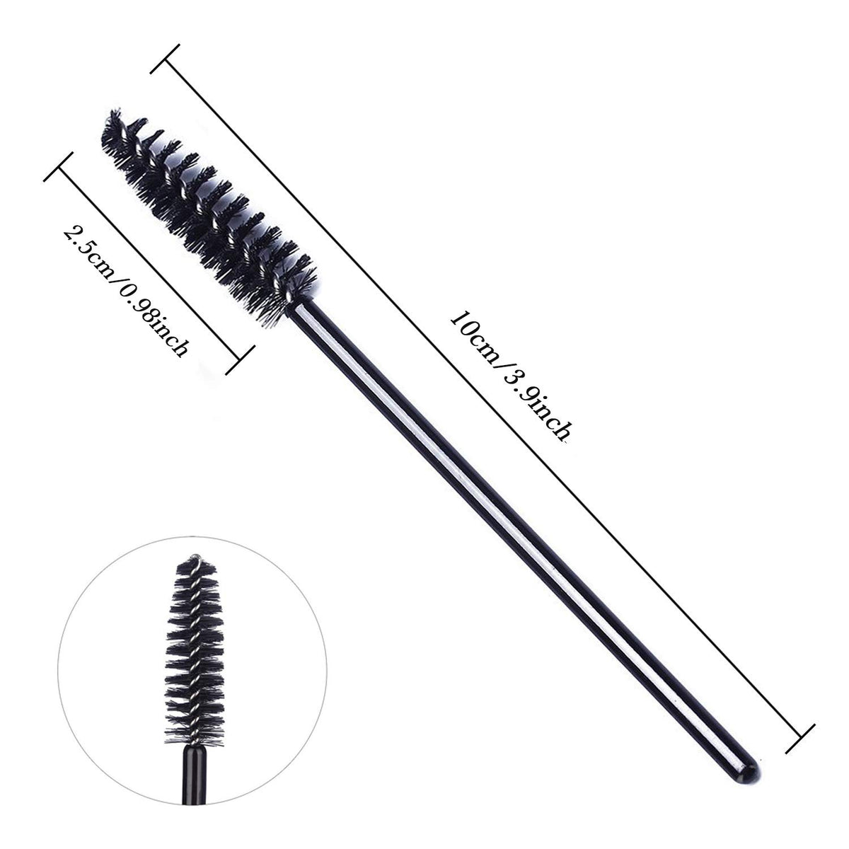 100 Pcs Disposable Eyelash Brushes for Eye Lashes and Makeup (Black)