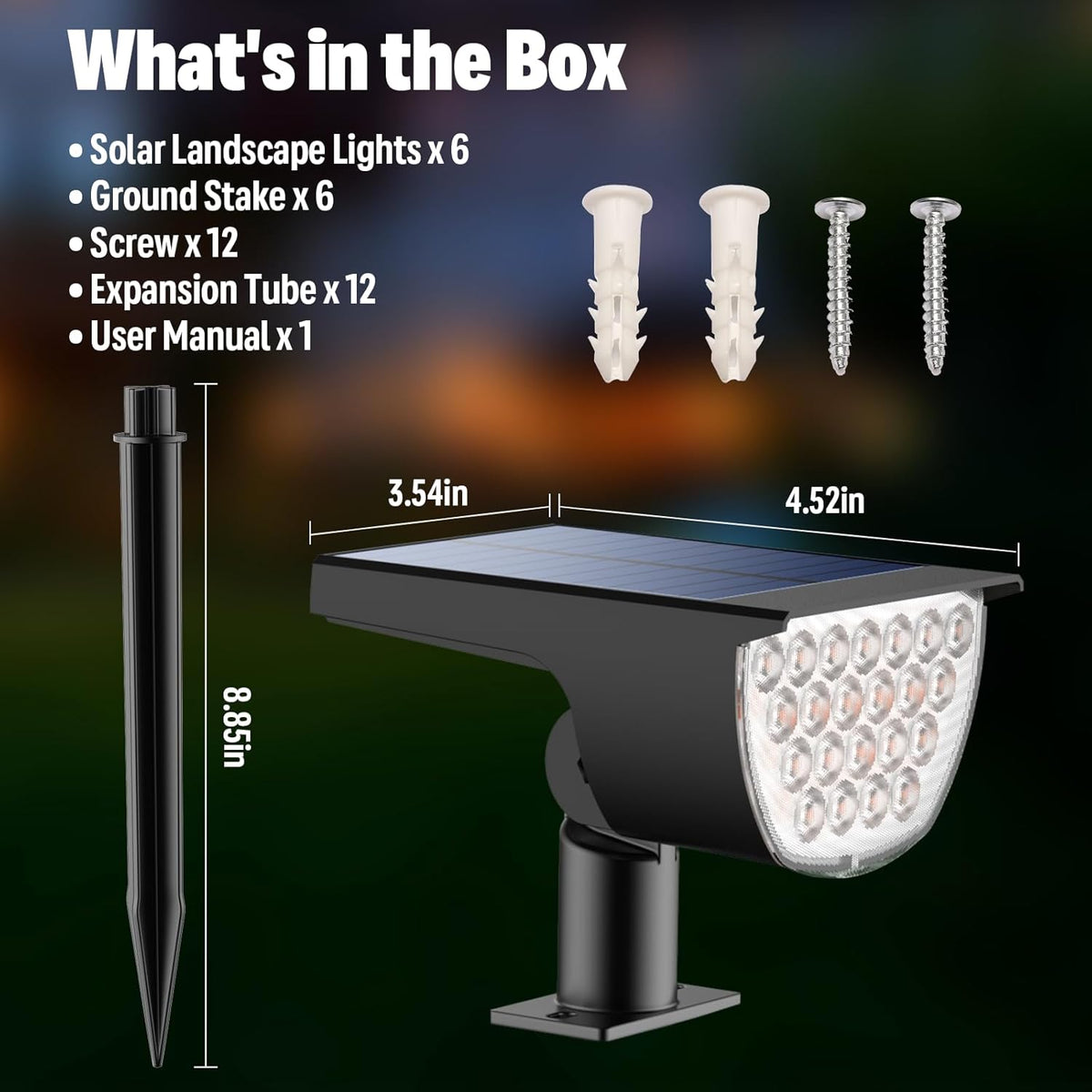 Solar Lights Outdoor Waterproof IP65, Solar Powered 76 LED 3 Lighting Modes Solar Spot Lights Outdoor for Yard Garden Landscape Pathway (Warm White, 6 Pack)