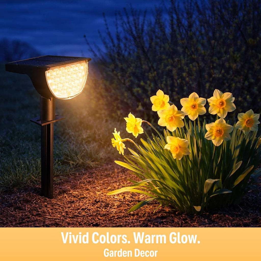 Solar Lights Outdoor Waterproof IP65, Solar Powered 76 LED 3 Lighting Modes Solar Spot Lights Outdoor for Yard Garden Landscape Pathway (Warm White, 6 Pack)