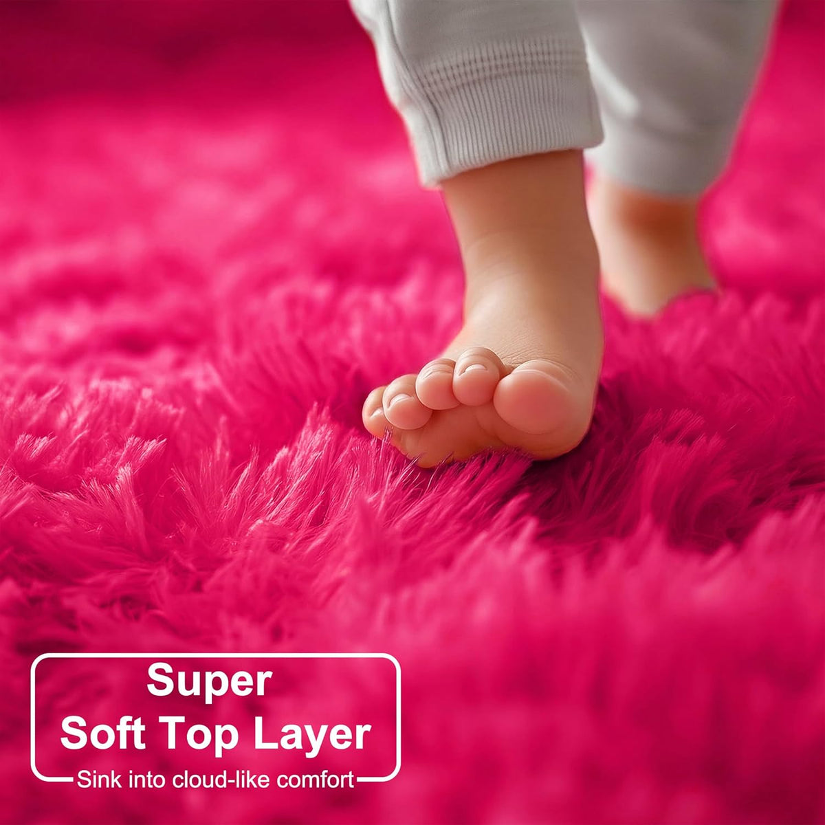 Hot Pink Fluffy round Rug 4Ft for Girls Bedroom Kids Room Nursery | Shaggy Plush Fuzzy Carpet, Dorm Classroom Playroom Decor, Cutecore Kidcore Aesthetic, Fuschia Magenta Color, Circular Circle