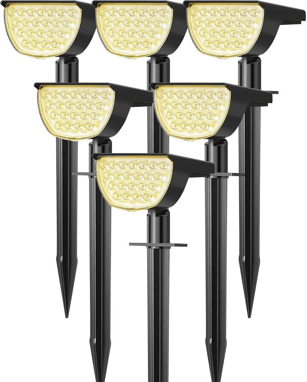 Solar Lights Outdoor Waterproof IP65, Solar Powered 76 LED 3 Lighting Modes Solar Spot Lights Outdoor for Yard Garden Landscape Pathway (Warm White, 6 Pack)