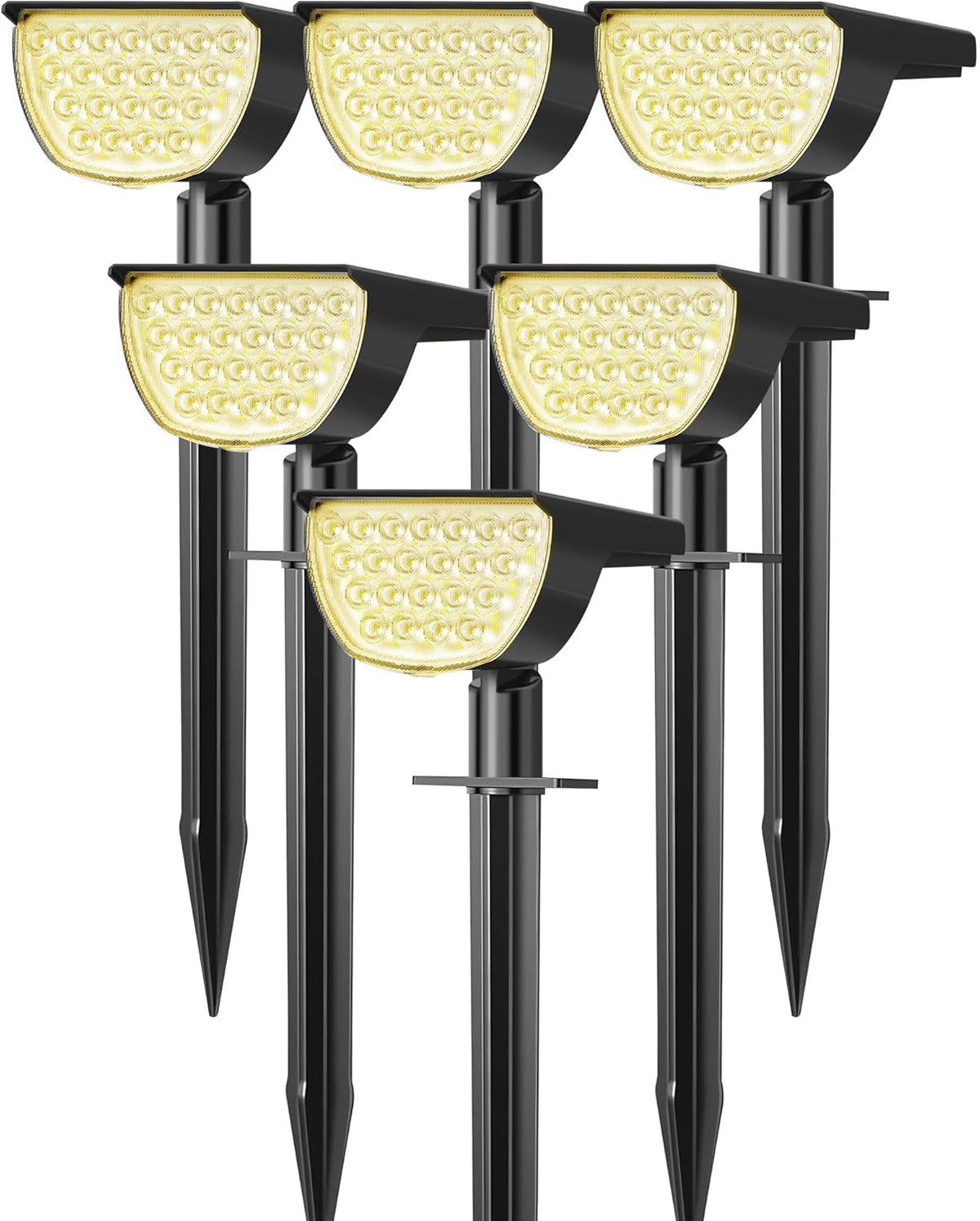 Solar Lights Outdoor Waterproof IP65, Solar Powered 76 LED 3 Lighting Modes Solar Spot Lights Outdoor for Yard Garden Landscape Pathway (Warm White, 6 Pack)