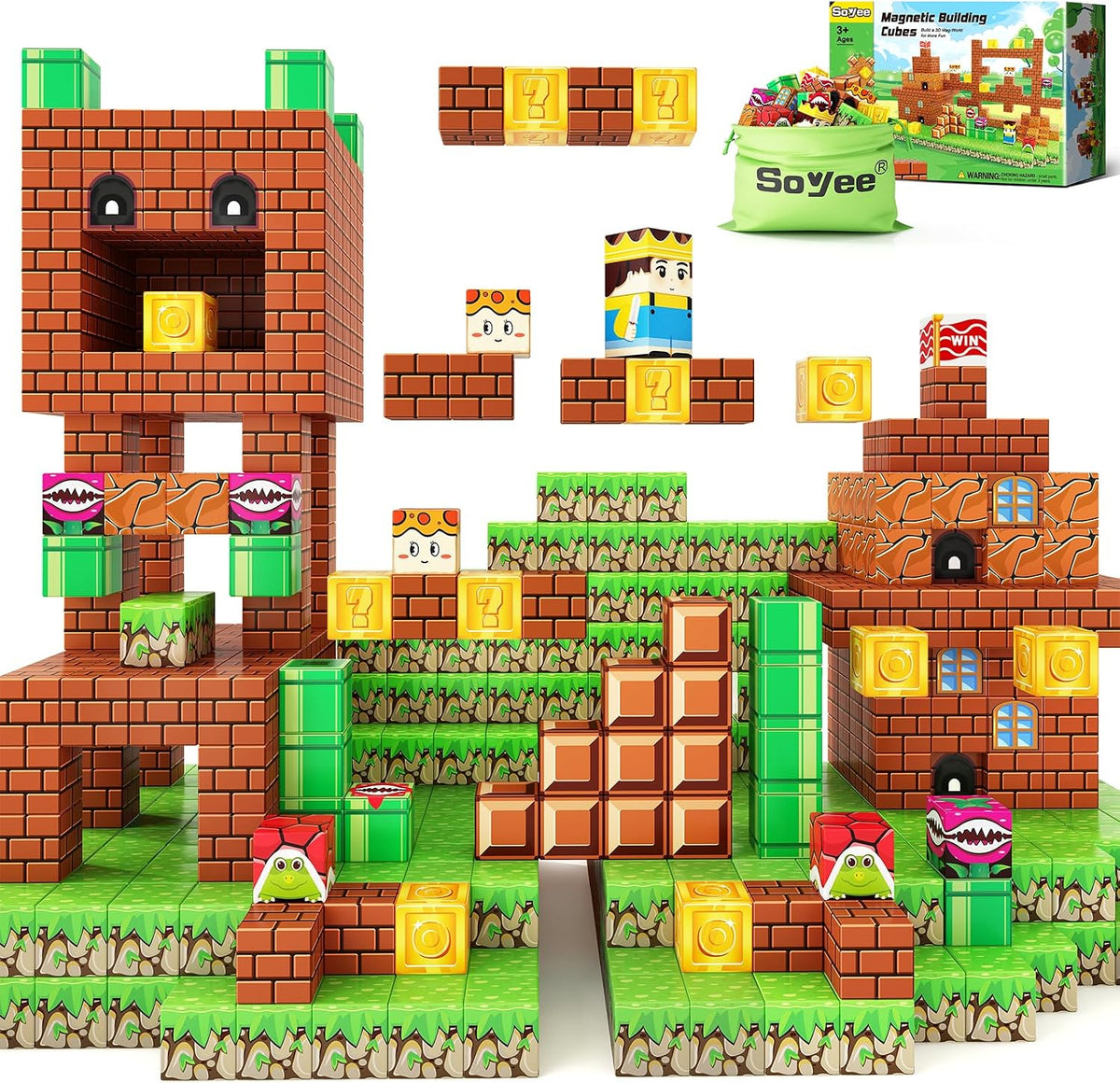 Magnetic Blocks Building Toys - Build Mine Magnet World Set Toddler Kids Sensory Toys for Boys & Girls Ages 3-5 5-7 8-12, 1'' Magnetic Cubes Game for Boys