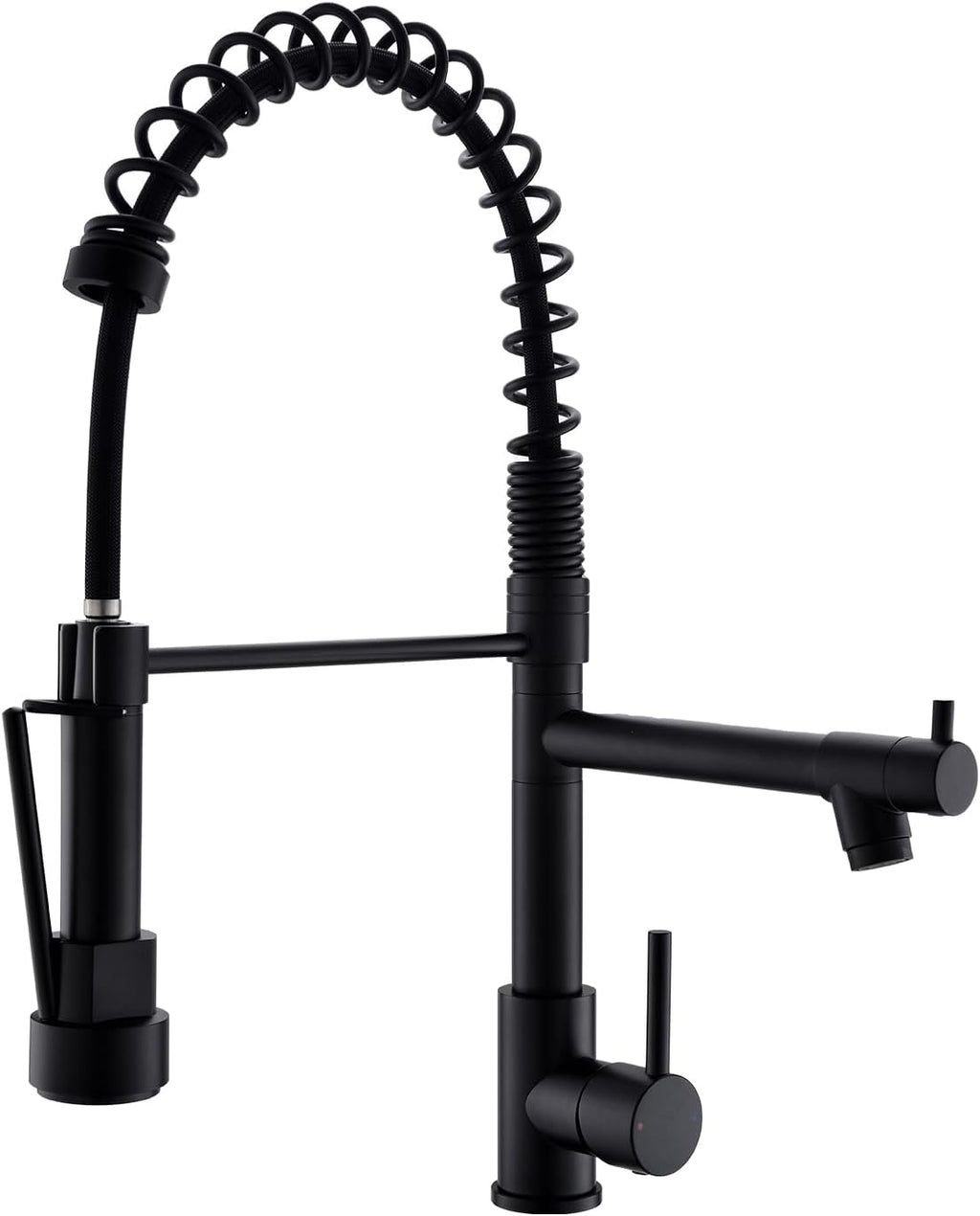 Kitchen Faucets with Pull down Sprayer,Matte Black Single Handle | Single Hole,Lead-Free,Rv Kitchen Faucet for Farmhouse Bar Laundry Outdoor Sink