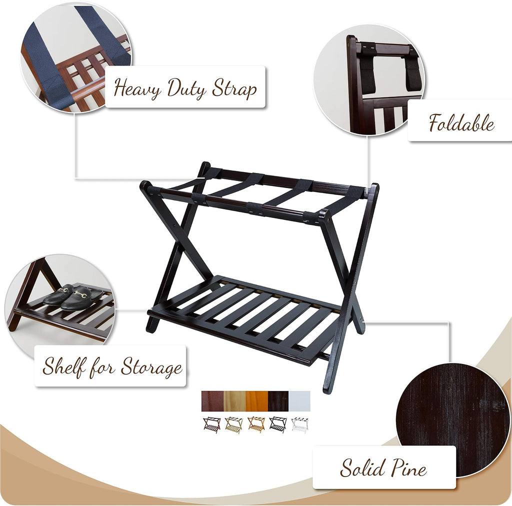 Luggage Rack, Walnut, Solid Wood