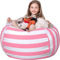 Stuffed Animal Storage Bean Bag Chair Cover for Kids | Stuffable Zipper Beanbag for Organizing Children Plush Toys Large Premium Cotton Canvas (Pink, X-Large)