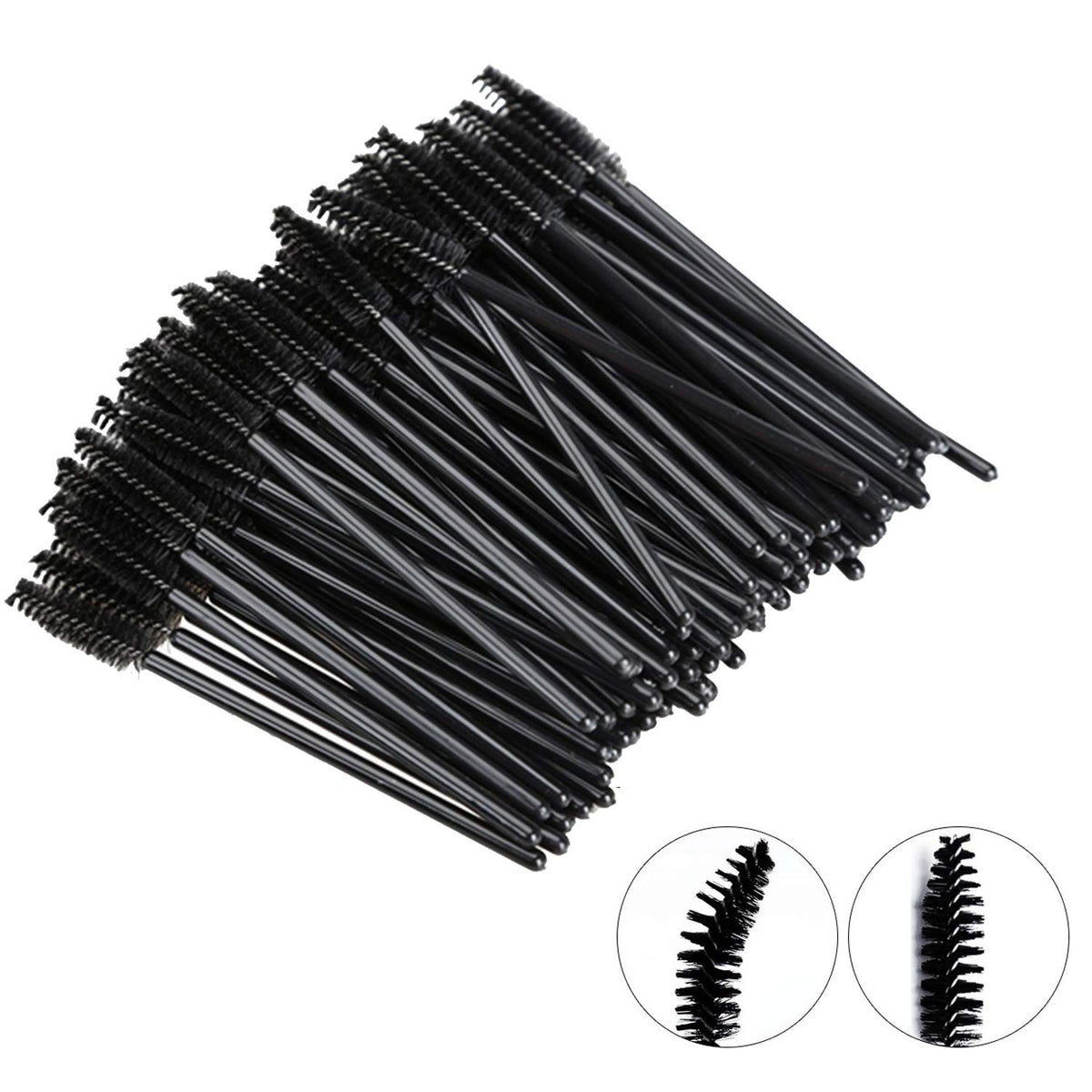 100 Pcs Disposable Eyelash Brushes for Eye Lashes and Makeup (Black)