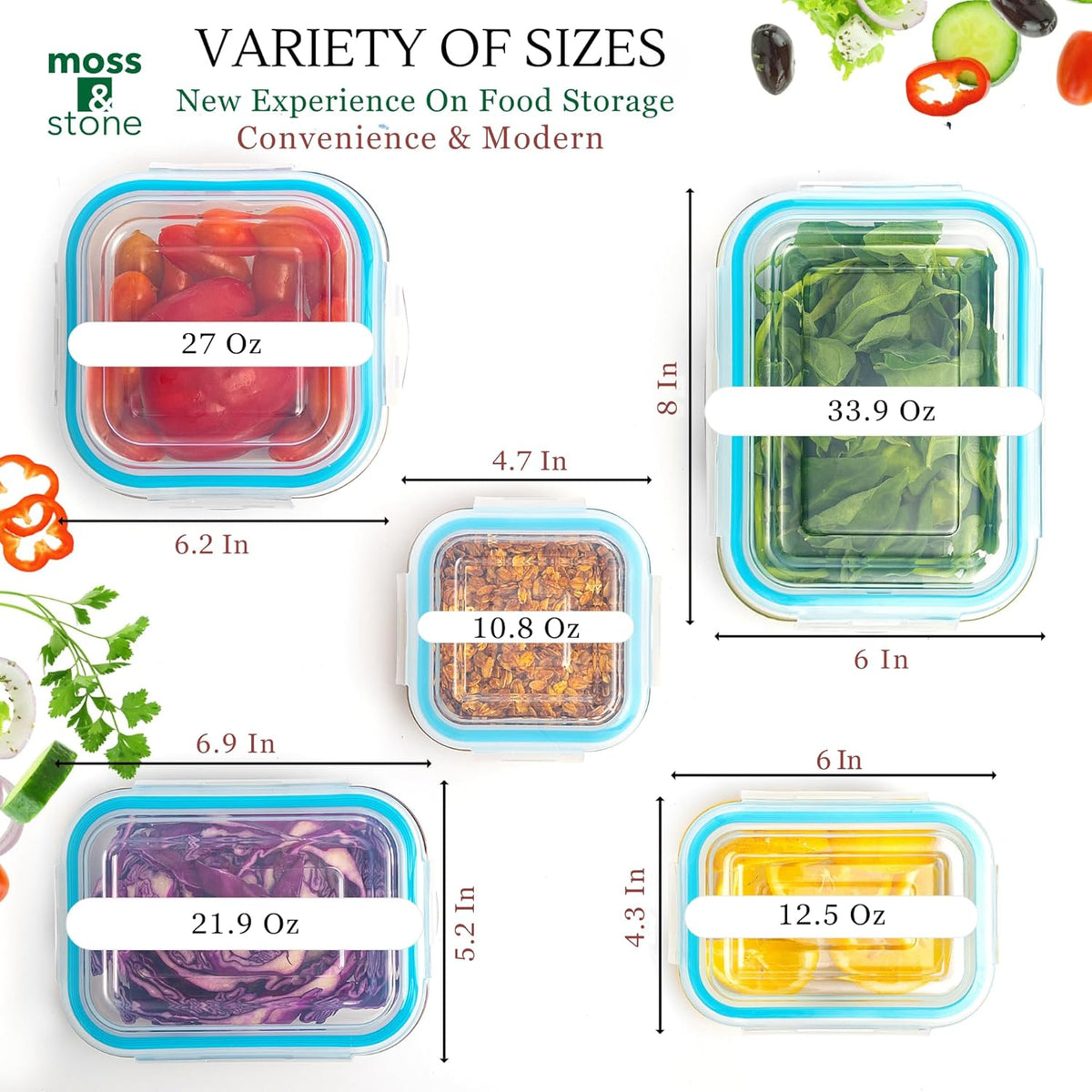 10-Piece Glass Meal Prep Containers with Lids, Food Storage | Airtight Glass Food Storage Containers, Snap-Lock Leakproof Lids, Bpa-Free, Stackable, Microwave, Oven & Dishwasher Safe