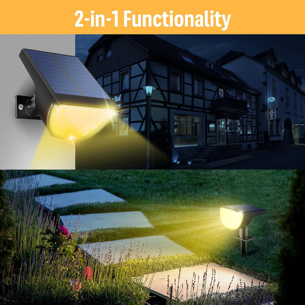Solar Lights Outdoor Waterproof IP65, Solar Powered 76 LED 3 Lighting Modes Solar Spot Lights Outdoor for Yard Garden Landscape Pathway (Warm White, 6 Pack)