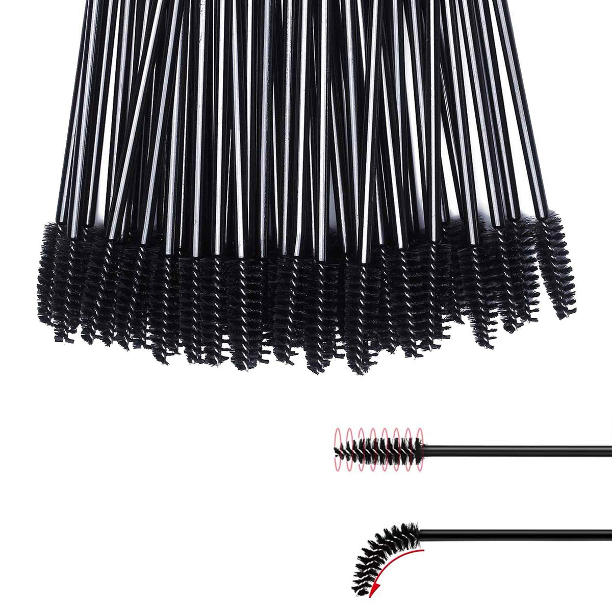 100 Pcs Disposable Eyelash Brushes for Eye Lashes and Makeup (Black)