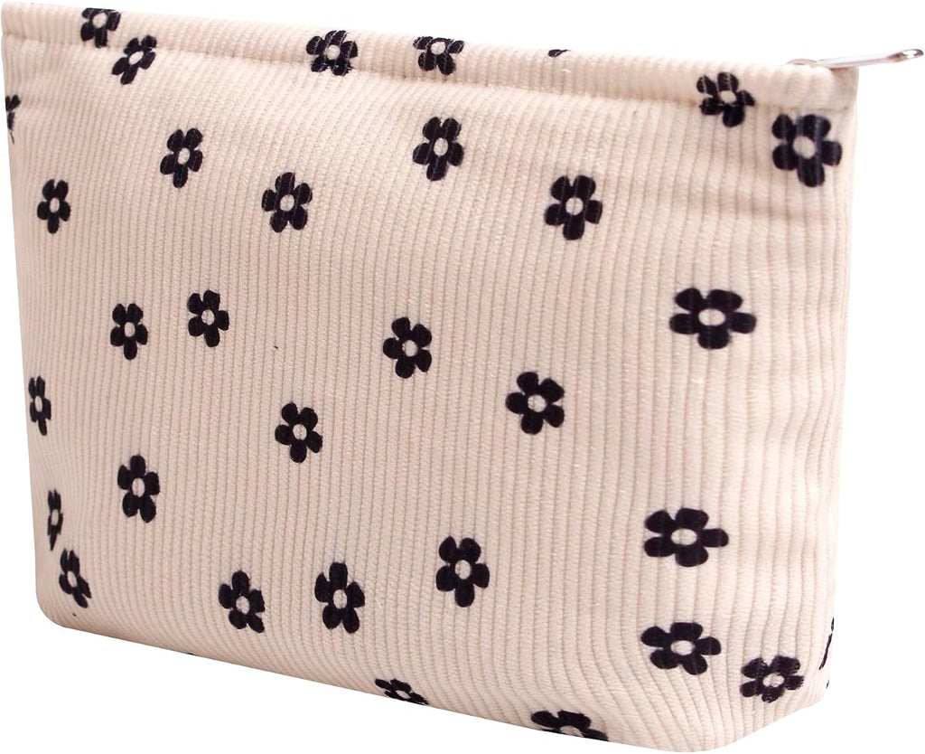 Cosmetic Bags for Women - Corduroy Cosmetic Bag Aesthetic Women Handbags Purses Smile Dots Makeup Organizer Storage Makeup Bag Girls Case Bags (Flowers-Plum Blossom)