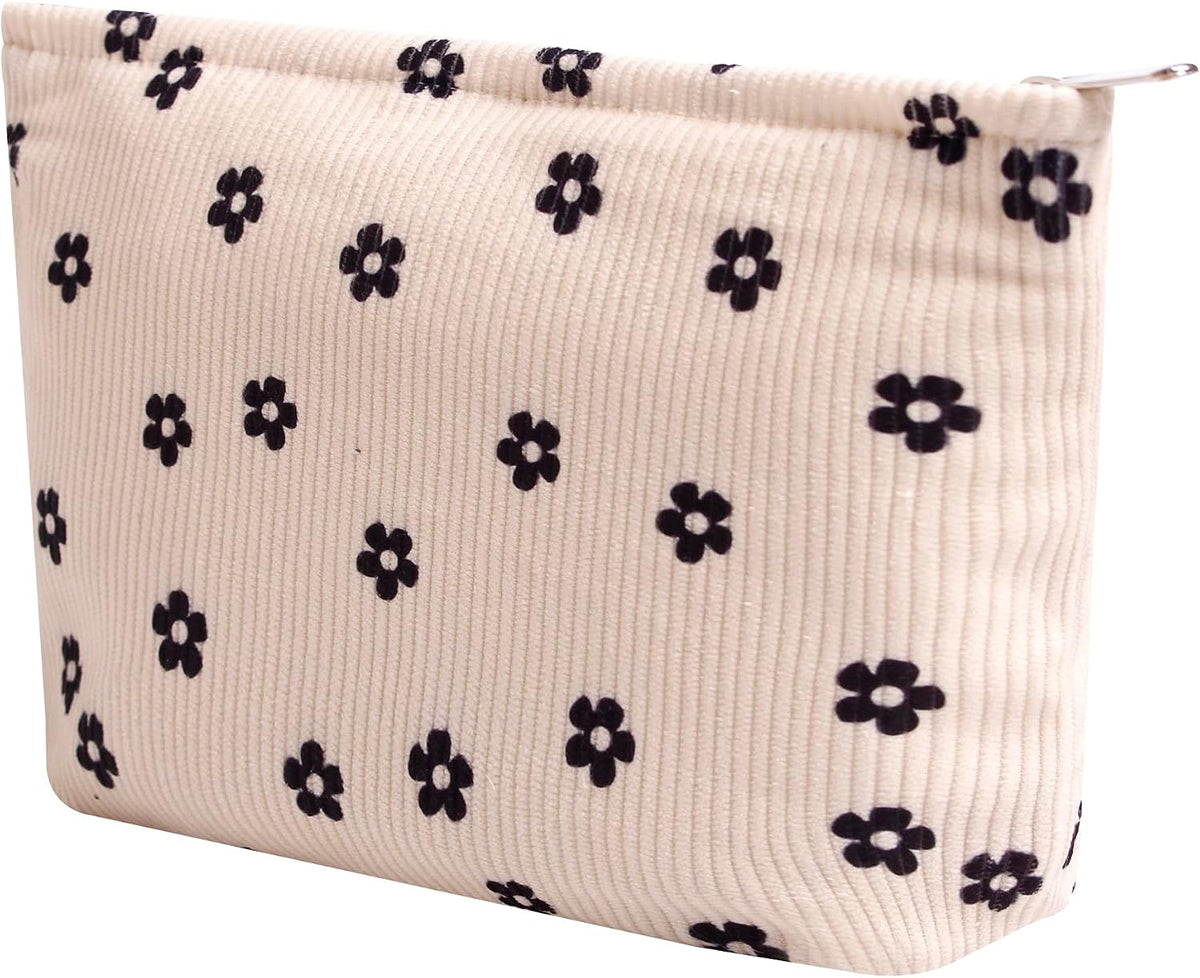 Cosmetic Bags for Women - Corduroy Cosmetic Bag Aesthetic Women Handbags Purses Smile Dots Makeup Organizer Storage Makeup Bag Girls Case Bags (Flowers-Plum Blossom)