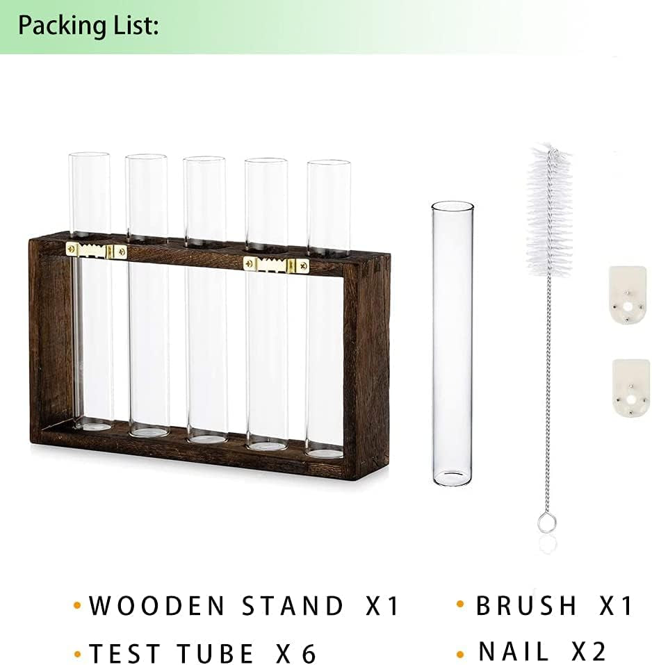Propagation Station, Plants Terrarium, Plants Lover Gifts for Women,Plant Cutting Holder Home Décor,Gifts for Women,House Warming New Home-5 Tubes-Brown