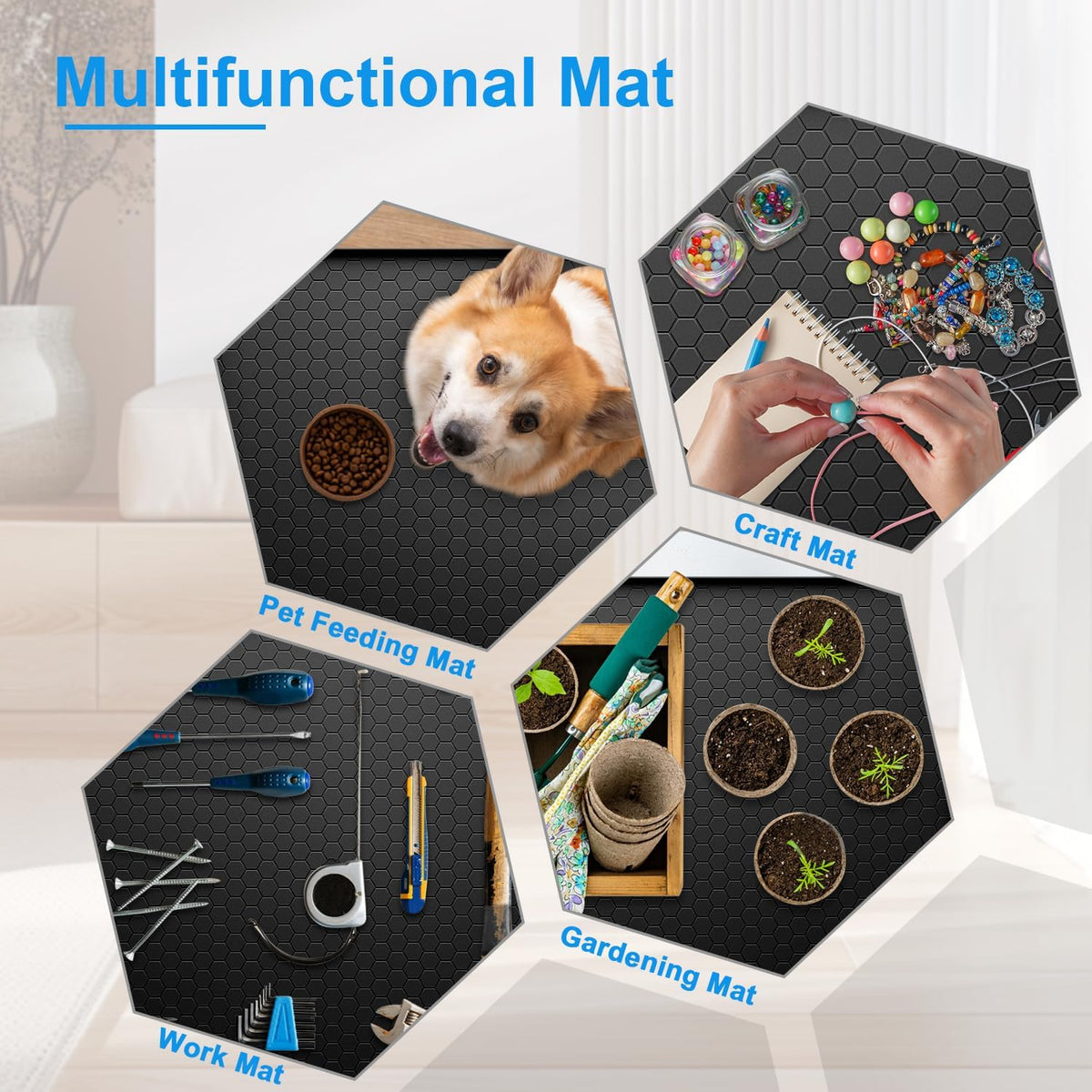 Under Sink Mat - 31" X 22" Waterproof Kitchen Cabinet Mat - Flexible Silicone under Sink Liner - Kitchen Bathroom Cabinet Mat and Protector for Drips Leaks Spills (Black)