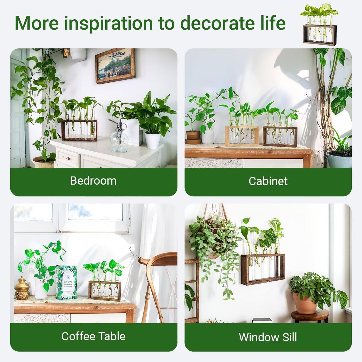 Propagation Station, Plants Terrarium, Plants Lover Gifts for Women,Plant Cutting Holder Home Décor,Gifts for Women,House Warming New Home-5 Tubes-Brown