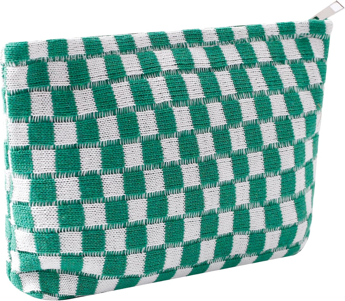 Cosmetic Bags for Women - Corduroy Cosmetic Bag Aesthetic Women Handbags Purses Smile Dots Makeup Organizer Storage Makeup Bag Girls Case Bags (Q-Checkered Green)