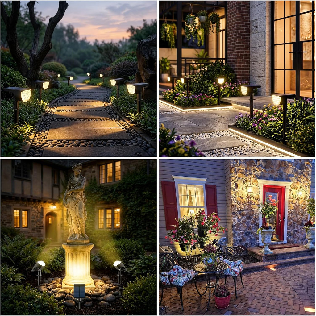 Solar Lights Outdoor Waterproof IP65, Solar Powered 76 LED 3 Lighting Modes Solar Spot Lights Outdoor for Yard Garden Landscape Pathway (Warm White, 6 Pack)