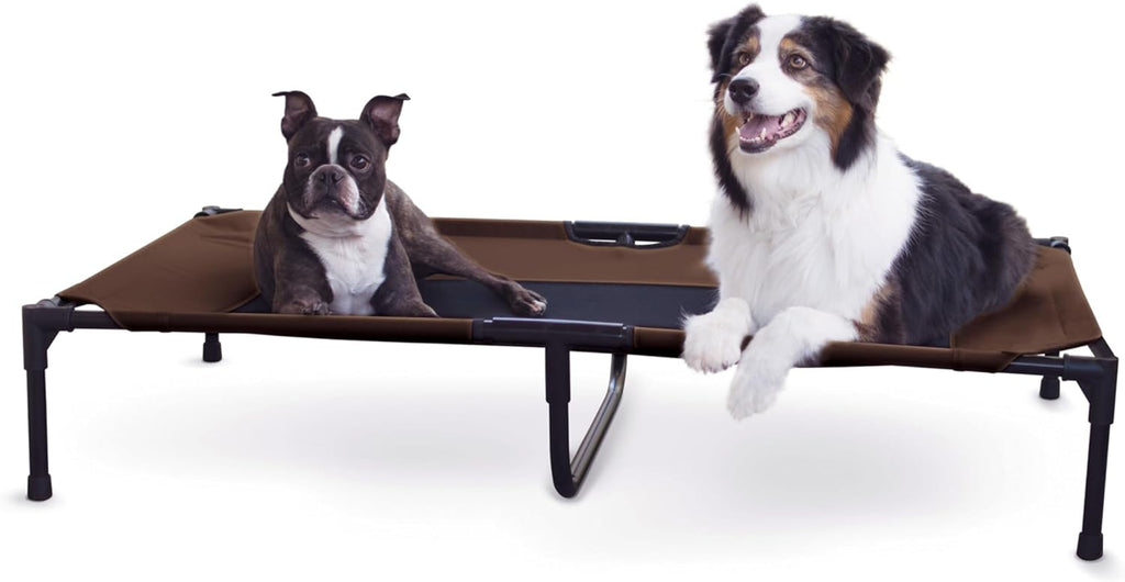 K&H Outdoor Elevated Dog Bed, Cooling Raised Dog Bed, Chocolate, XL 50X32In | Cool Comfort Outdoors, X-Large Dog Cot with Hammock Support, Washable Dog Bed, Metal Frame, Quick-Dry Mesh