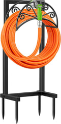 Garden Hose Holder, Heavy Duty Stand for 160FT Hose with 4 Spikes | Thick Metal Frame, 250 Lbs Load Capacity, Dual-Layer Powder Coating for Outdoor Durability, Nozzle Grooves, Easy Assembly