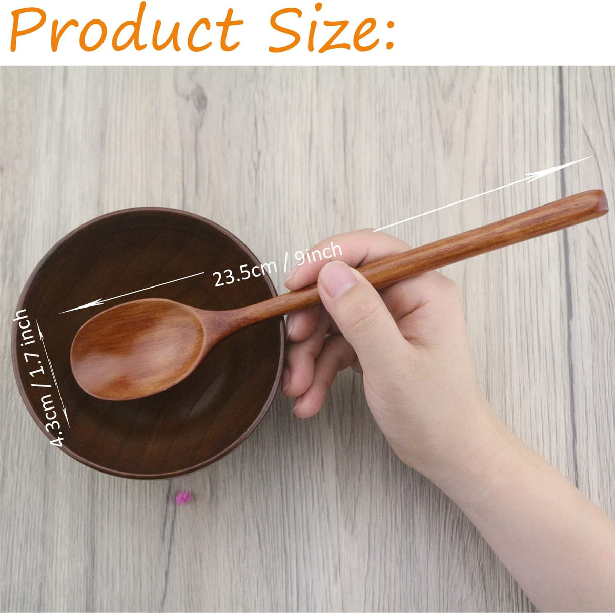 9" Korean Wooden Spoons for Eating,  6 Pieces Small Wood Spoons | Wood Spoons for Eating Made by Smooth Natural Wood with Japanese Style for Daily Meals & Stirring, Nanmu