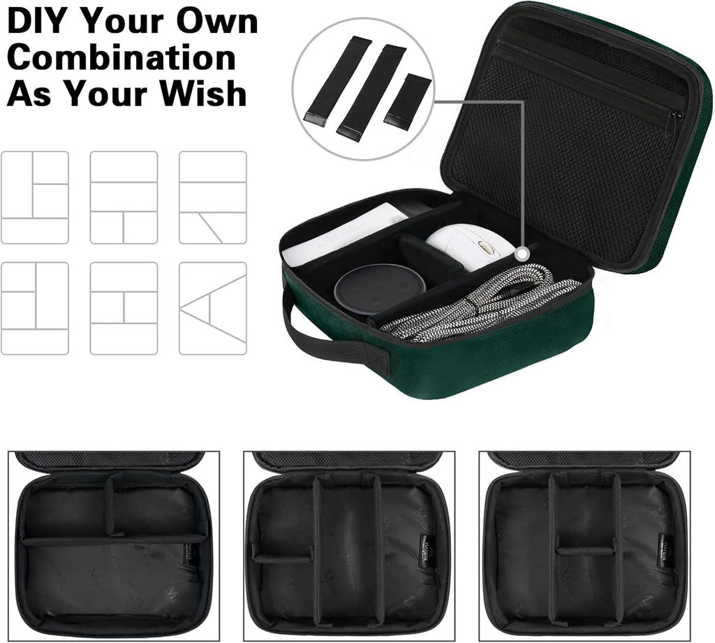 Electronics Travel Organizer, Double Layers Charger Organizer Bag | with Sturdy Handle for Travel Accessories, Tech Gifts for Men and Women, Medium Tech Case for Cable Management, Peacock Blue