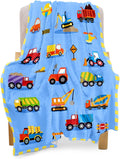 Construction Toddler Blanket for Boys Girls Lightweight Baby Kids Blanket Cute Soft Small Truck Car Blankets Comfy Fleece Flannel Plush Blue Throw Blankets Gifts 40X50