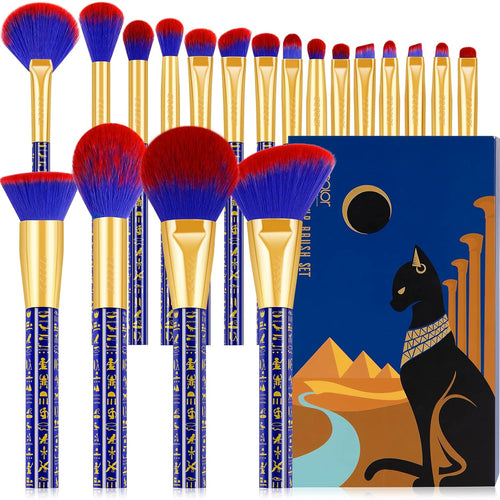 Makeup Brush Set 19Cs -Ancient Egyptian Series, Luxe Design | Professional Makeup Brushes for Foundation, Blush, Bronzer, Contour, Eyeshadow & Powder, Gift Set, Cruelty-Free & Vegan