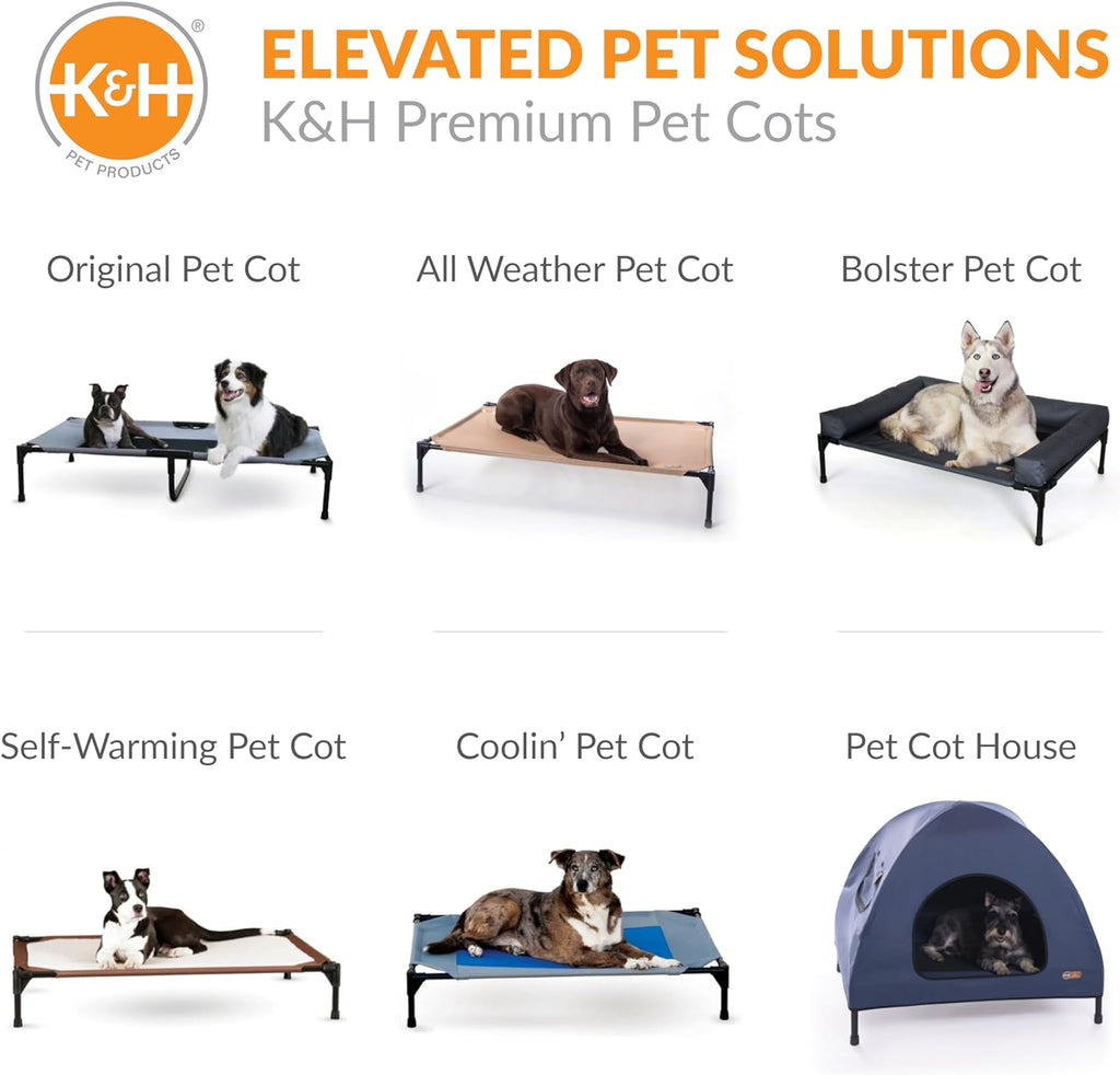 K&H Outdoor Elevated Dog Bed, Cooling Raised Dog Bed, Chocolate, XL 50X32In | Cool Comfort Outdoors, X-Large Dog Cot with Hammock Support, Washable Dog Bed, Metal Frame, Quick-Dry Mesh